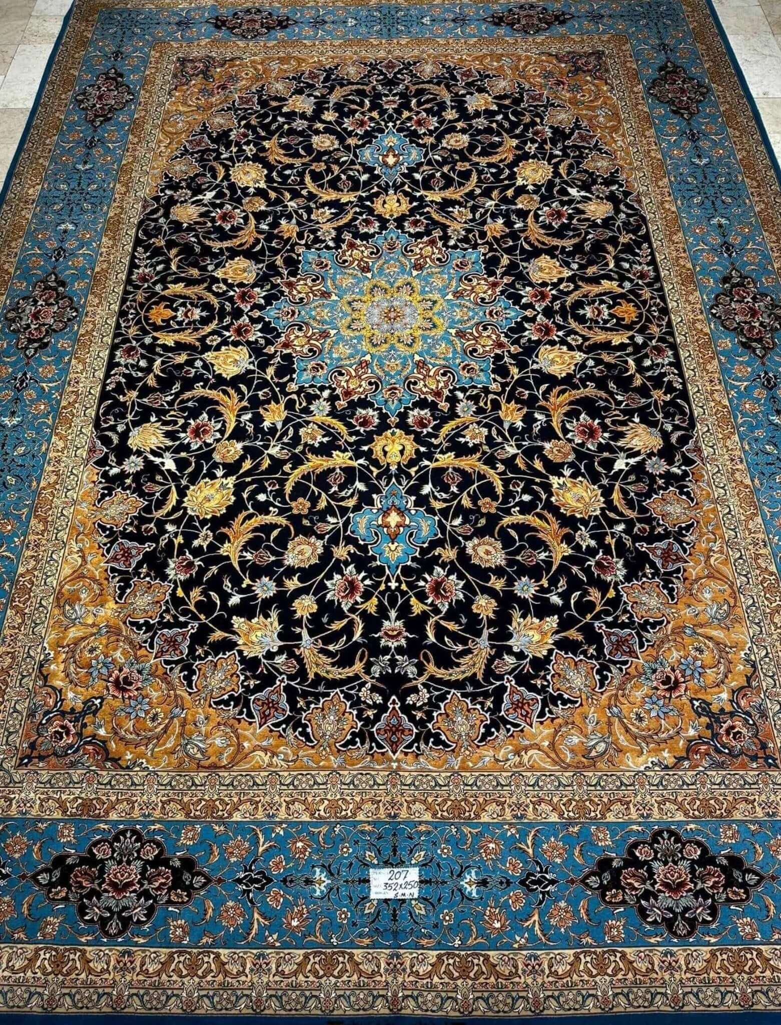 "Luxury Persian Rug by Haghighat Nejad: Hand-Knotted Wool and Silk, Isfahan Origin" – Highlight the craftsmanship and origin.
